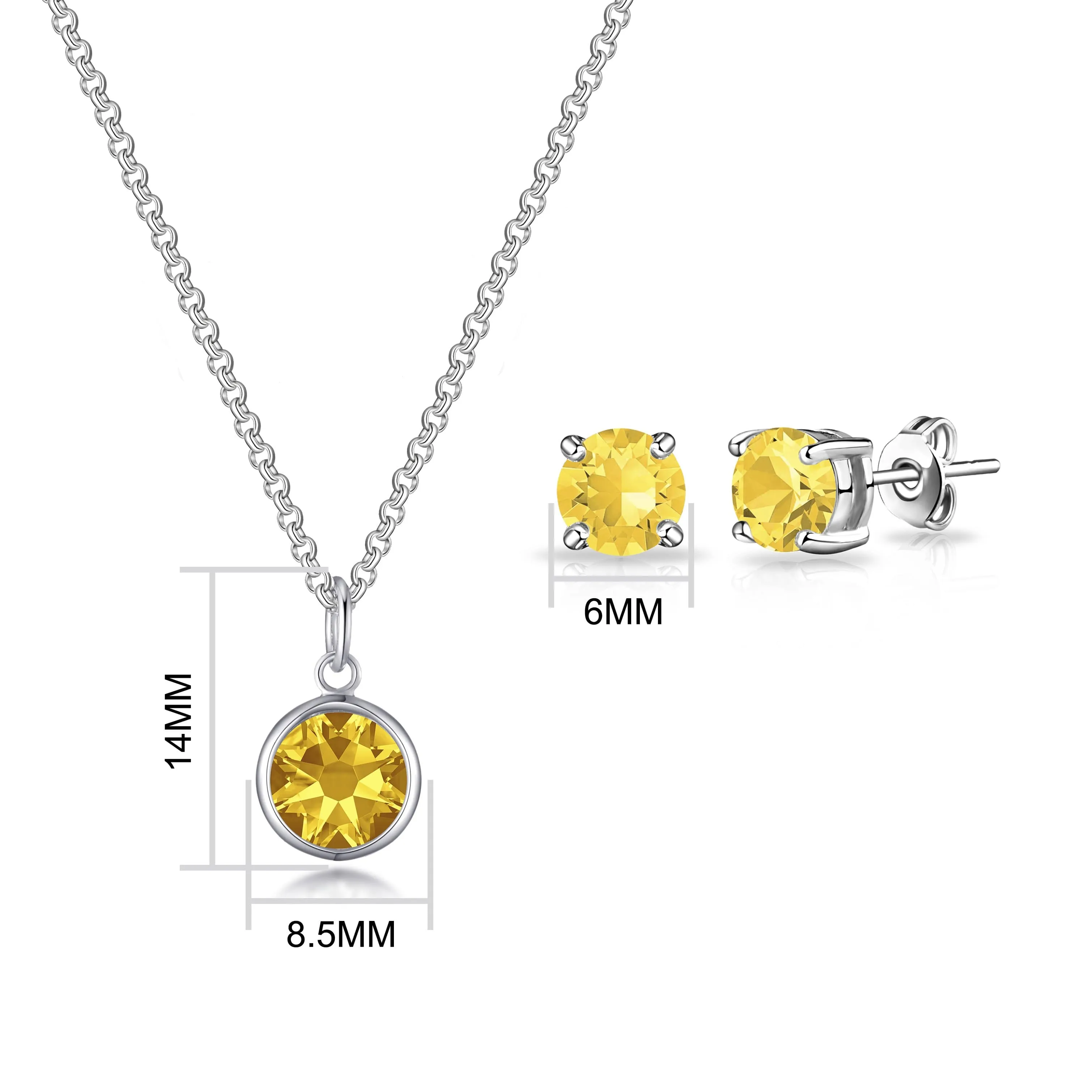 November (Topaz) Birthstone Necklace & Earrings Set Created with Zircondia® Crystals