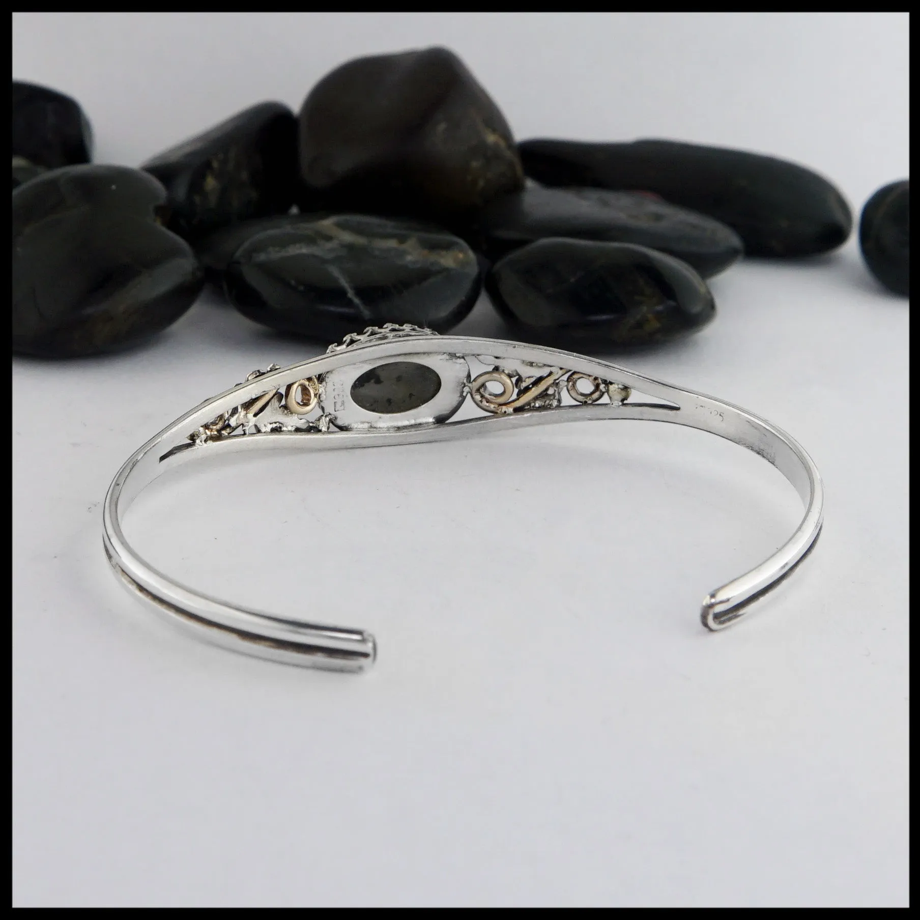 Oak Leaf Cuff Bracelet with Labradorite