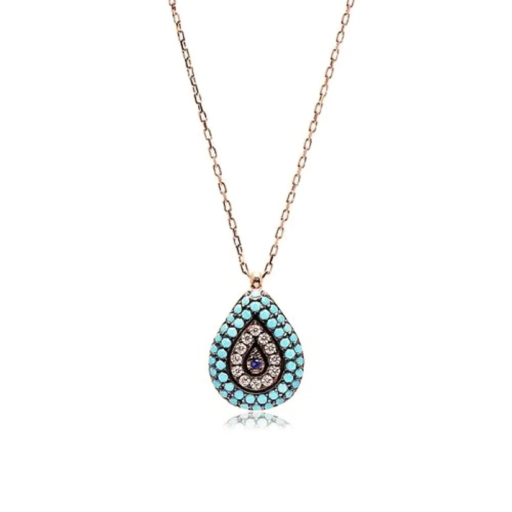 OLIVETA TURQUOISE EVIL EYE NECKLACE