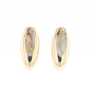 Oval Gold Quartz Inlaid Earrings - G2