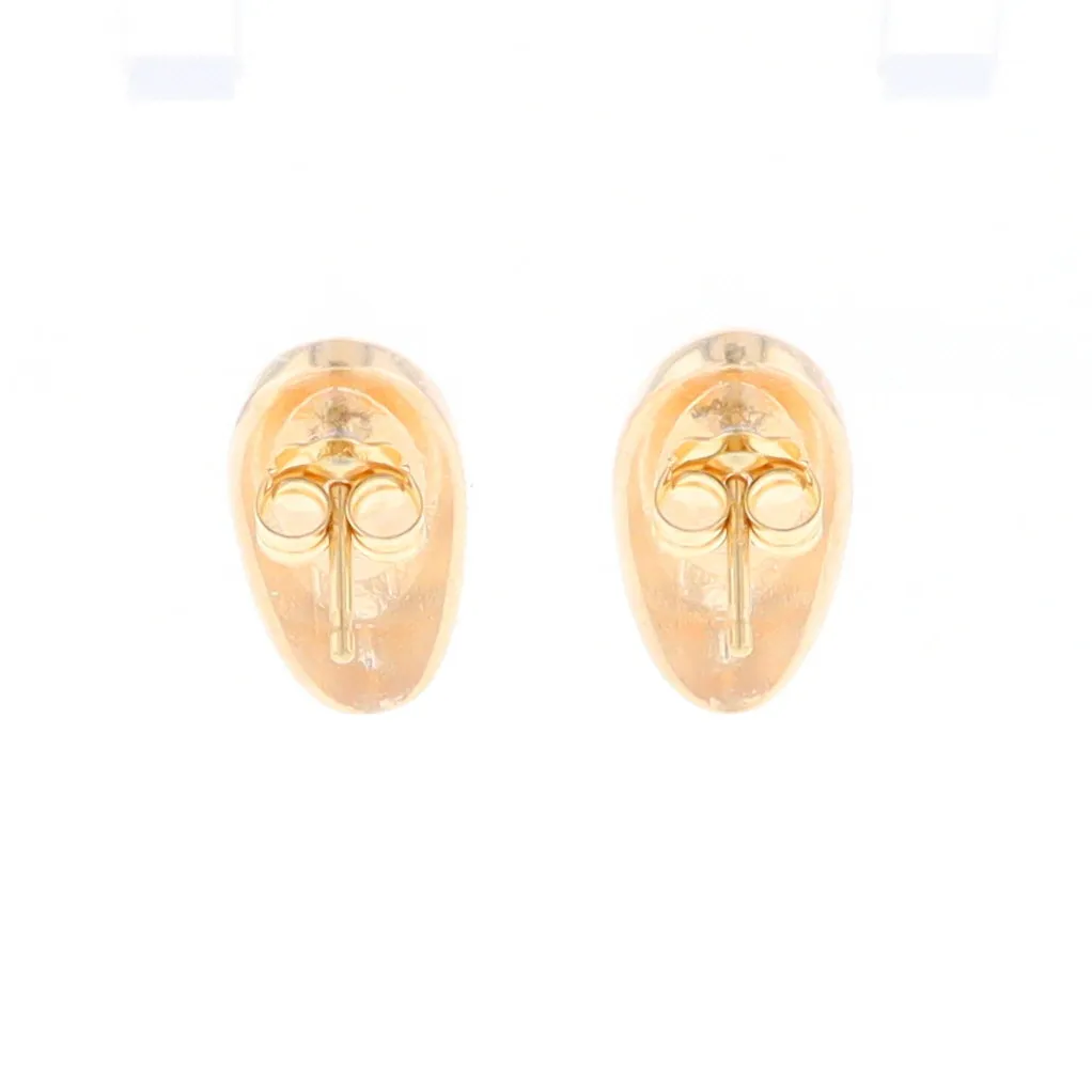 Oval Gold Quartz Inlaid Earrings - G2