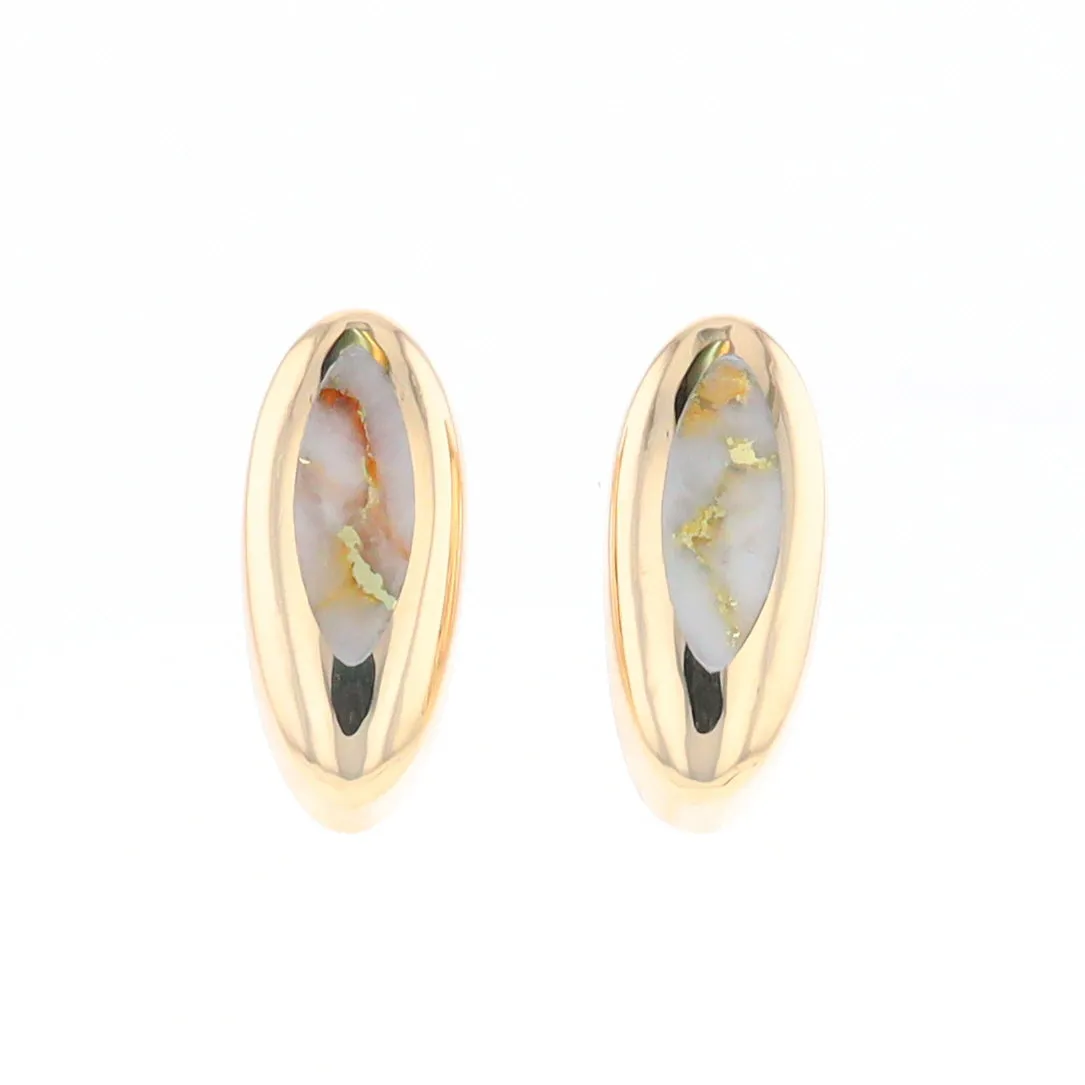 Oval Gold Quartz Inlaid Earrings - G2