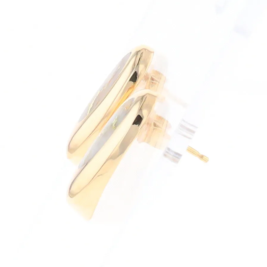Oval Gold Quartz Inlaid Earrings - G2