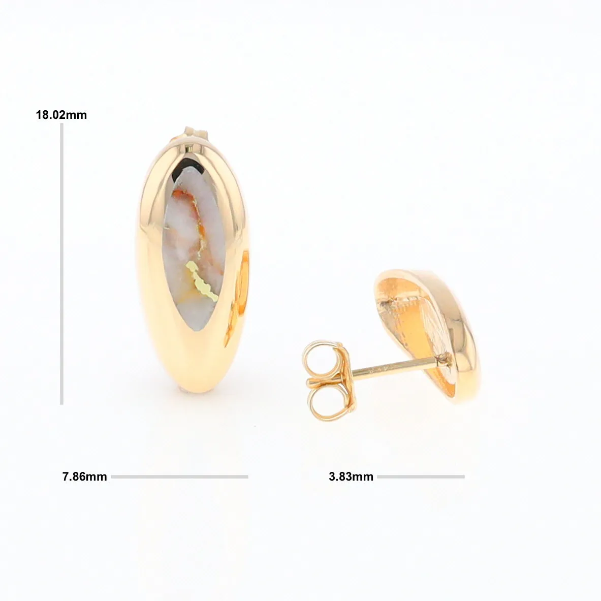 Oval Gold Quartz Inlaid Earrings - G2