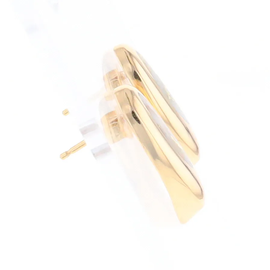 Oval Gold Quartz Inlaid Earrings - G2