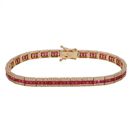 Pave and Gemstones Tennis Bracelet