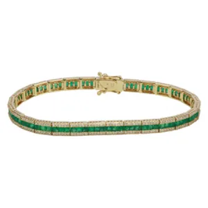Pave and Gemstones Tennis Bracelet