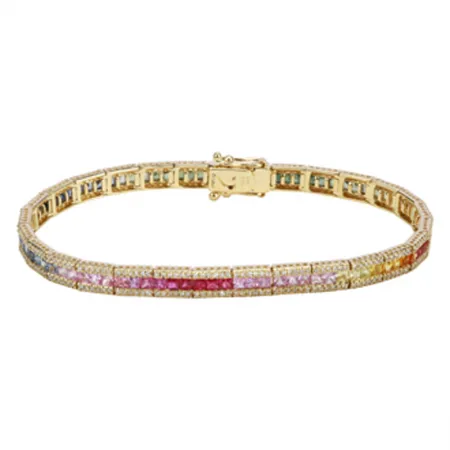 Pave and Gemstones Tennis Bracelet