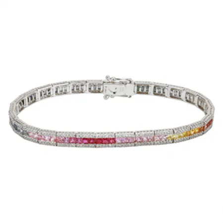 Pave and Gemstones Tennis Bracelet