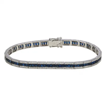 Pave and Gemstones Tennis Bracelet