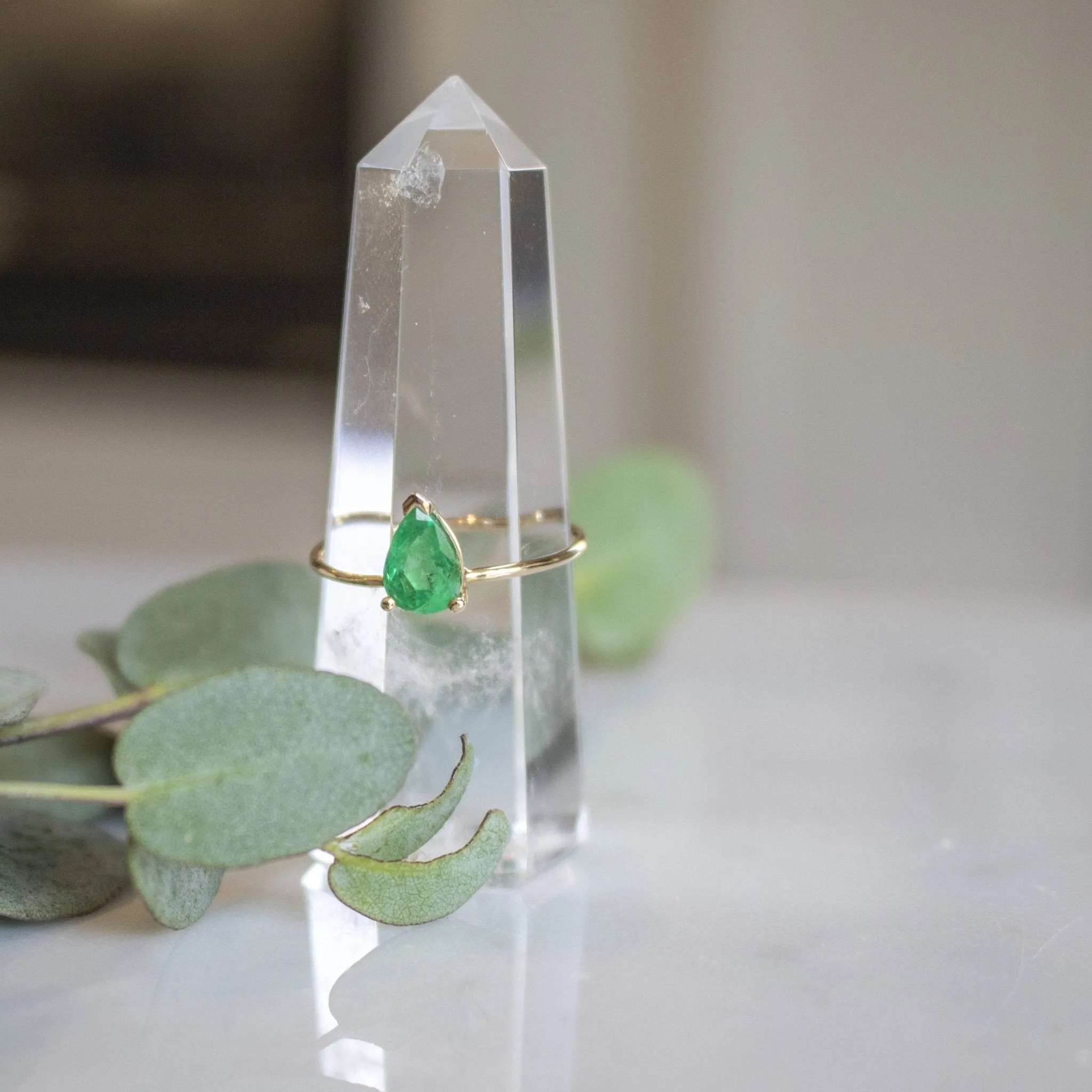Pear Shaped Emerald Gold Ring