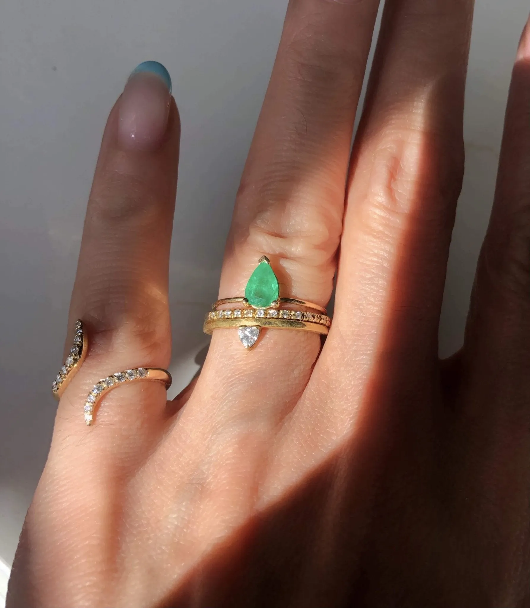 Pear Shaped Emerald Gold Ring