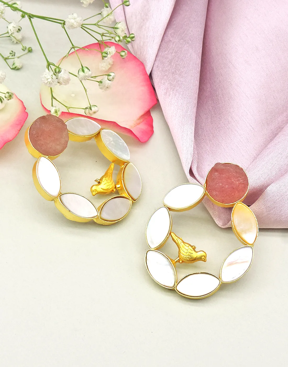 Pearl Cage Earrings (Quartz)