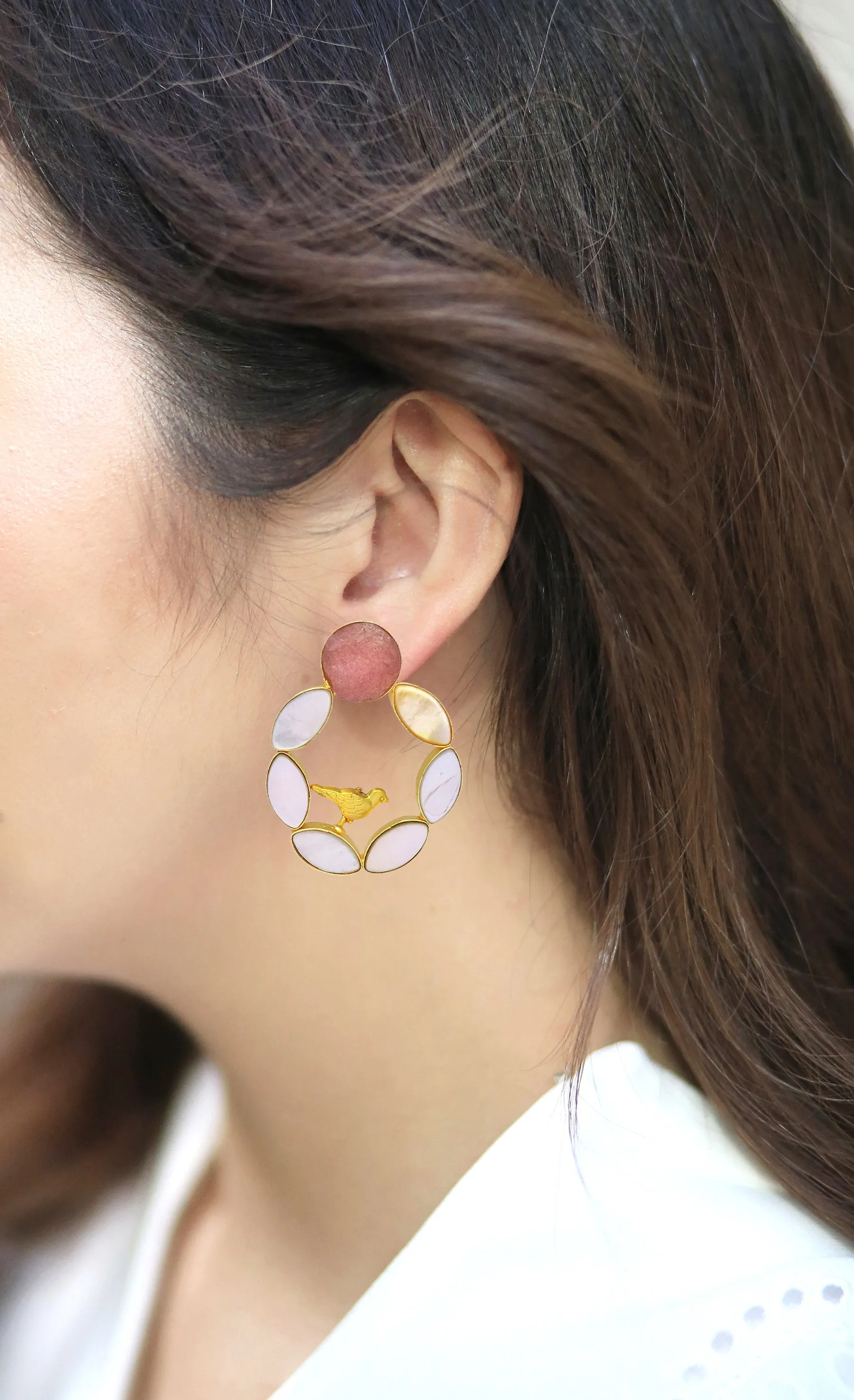 Pearl Cage Earrings (Quartz)
