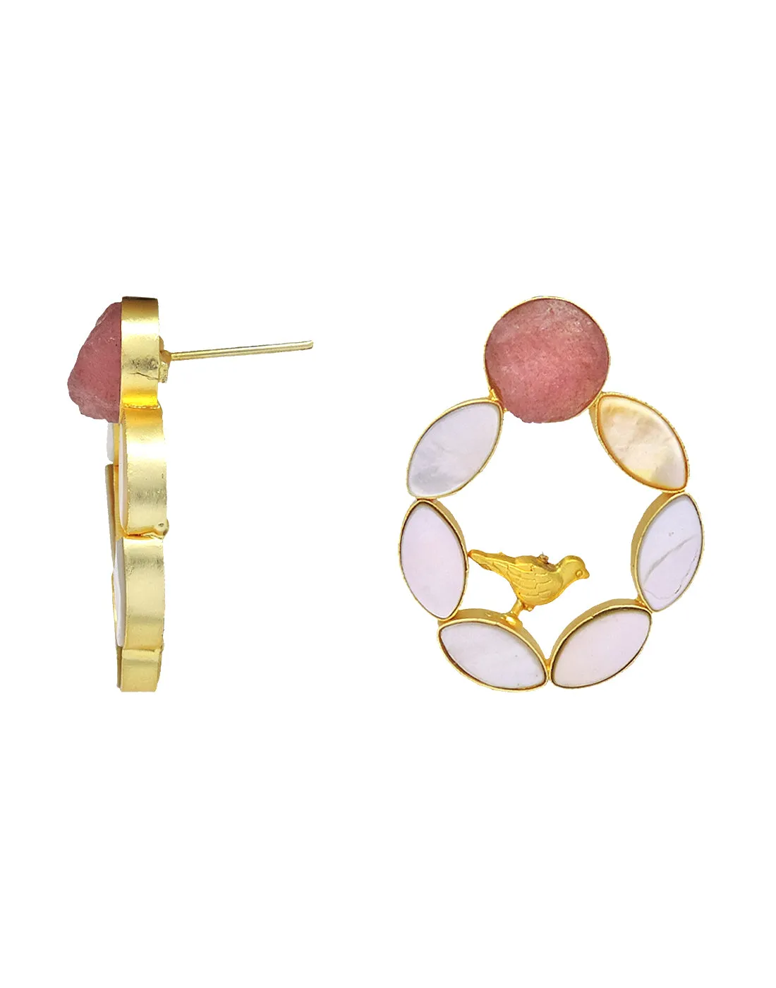 Pearl Cage Earrings (Quartz)