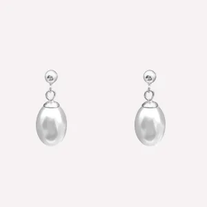 PEARL DROP STUD EARRINGS IN SILVER