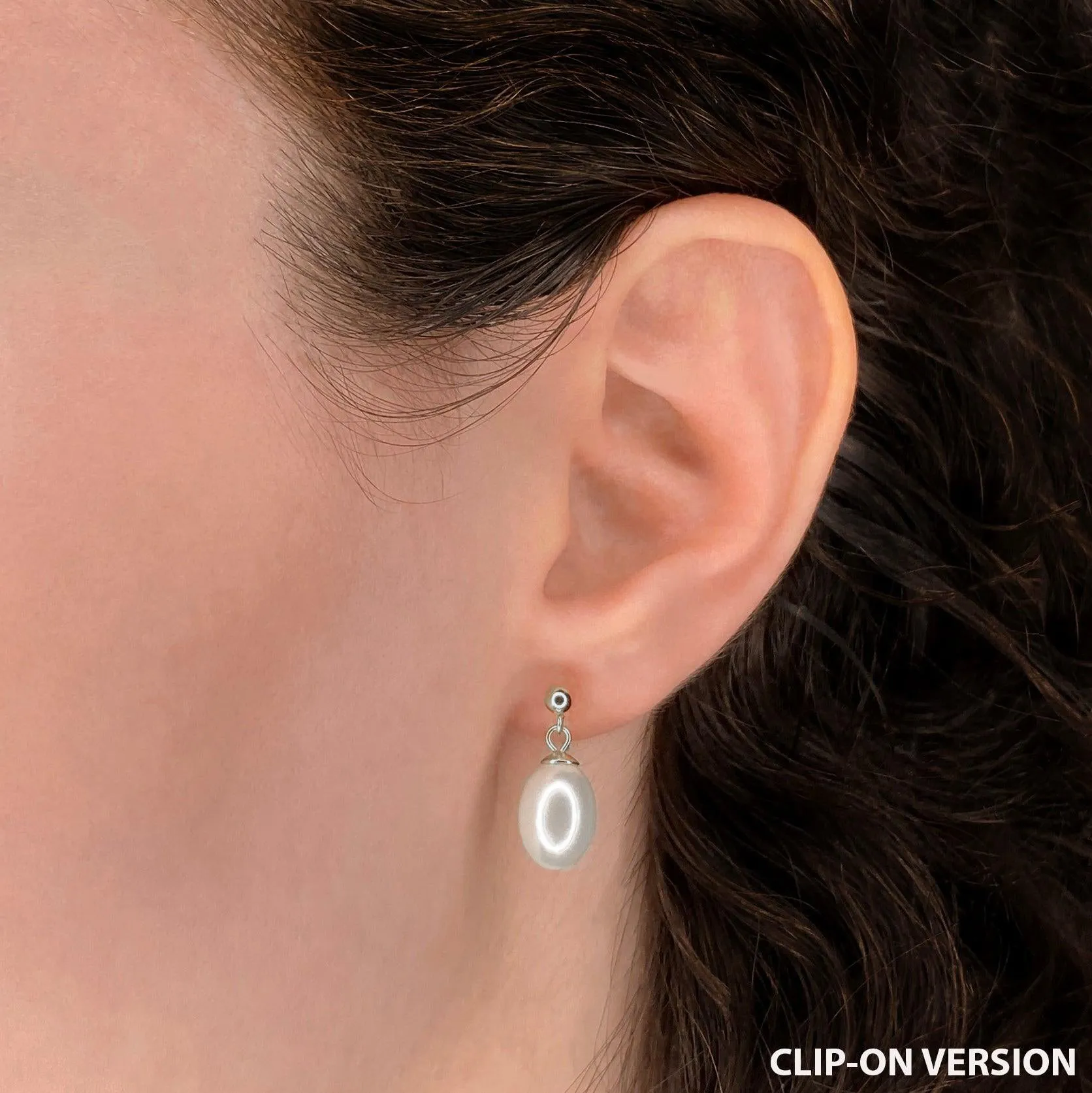 PEARL DROP STUD EARRINGS IN SILVER