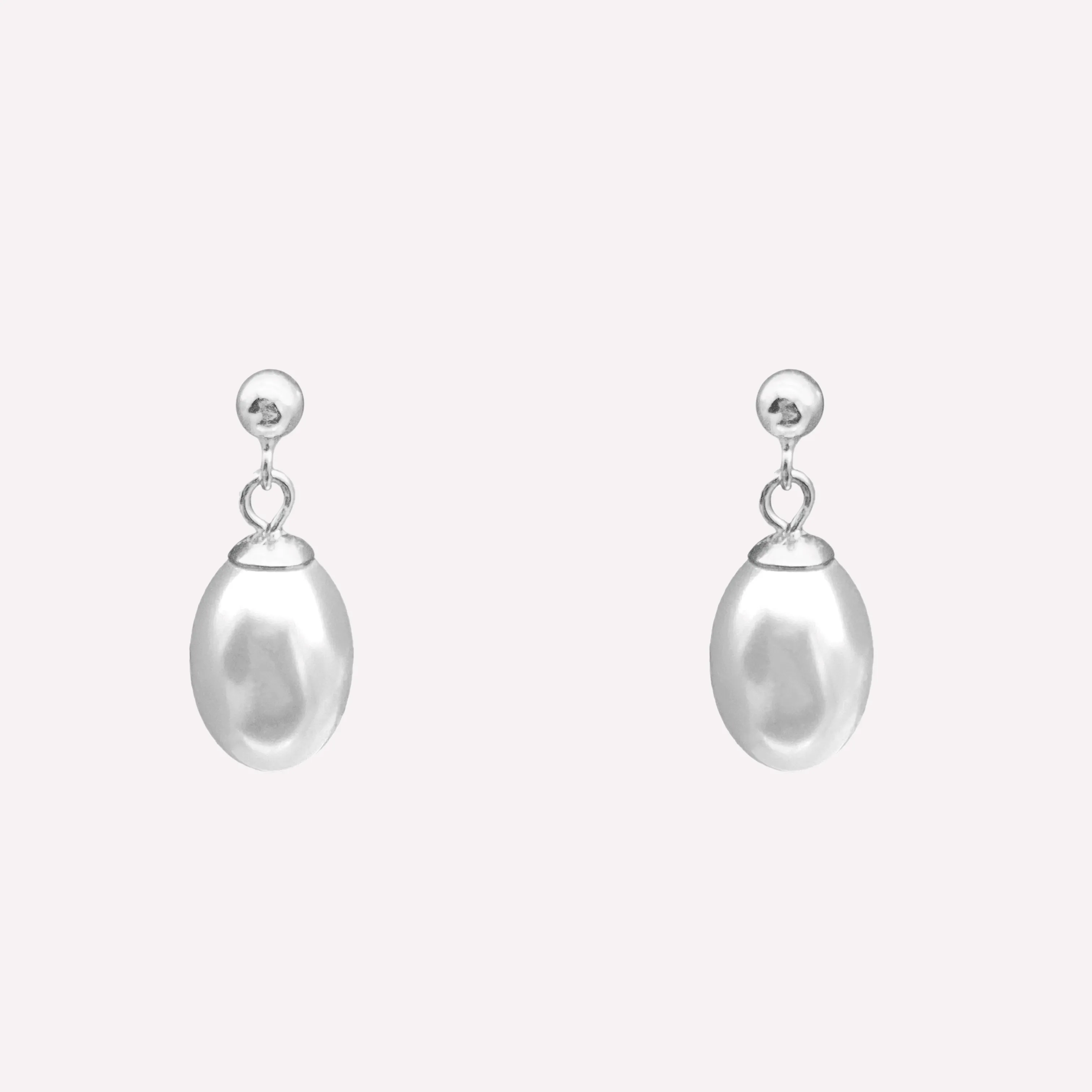 PEARL DROP STUD EARRINGS IN SILVER