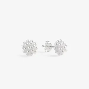 PEARL FLOWER STUDS EARRINGS Silver