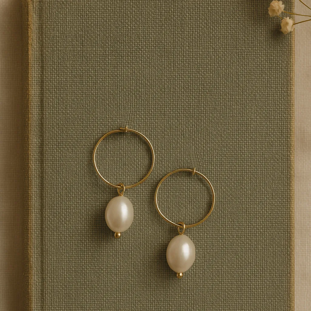 Pearl Hoop Bridal Earrings- Olivia