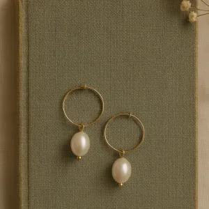 Pearl Hoop Bridal Earrings- Olivia