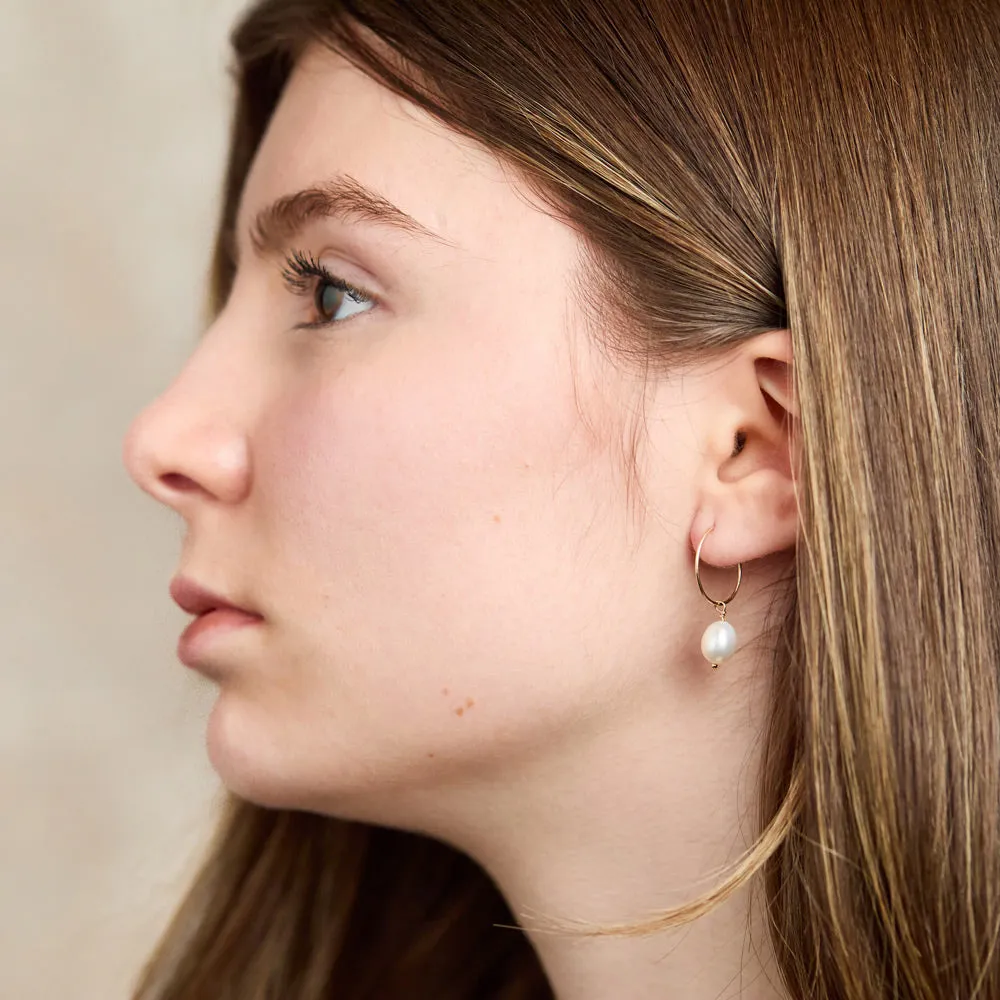 Pearl Hoop Bridal Earrings- Olivia