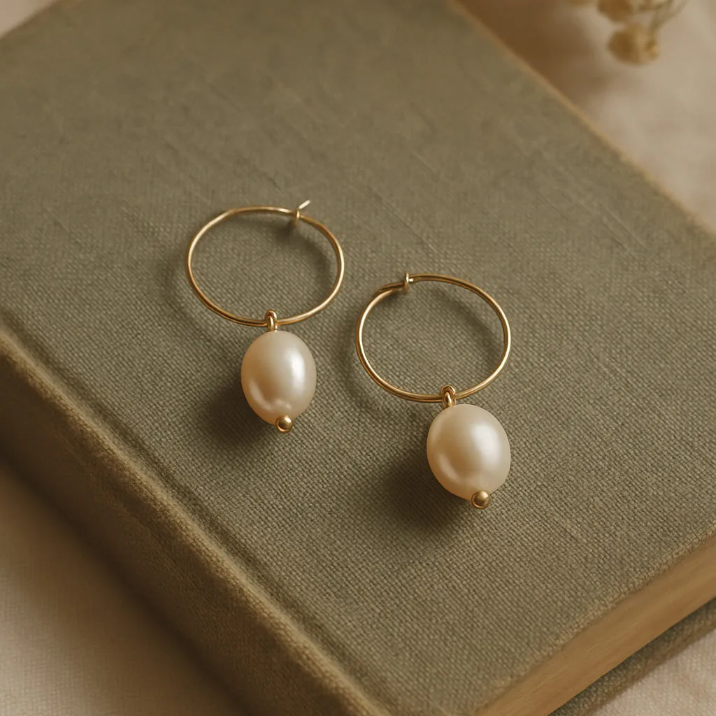 Pearl Hoop Bridal Earrings- Olivia