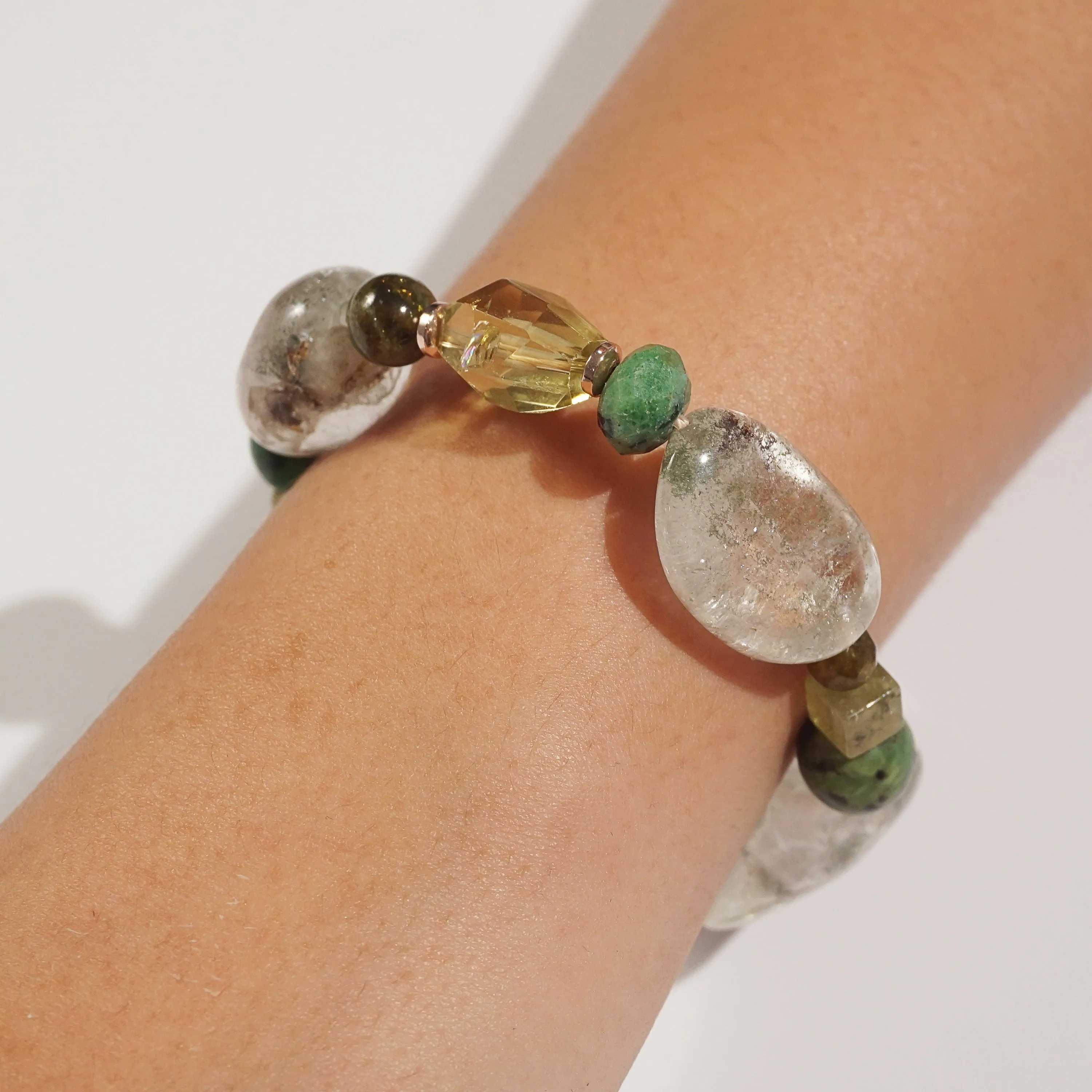 Phantom Quartz, Ruby Zoisite, and Lemon Quartz Mixed Gemstones