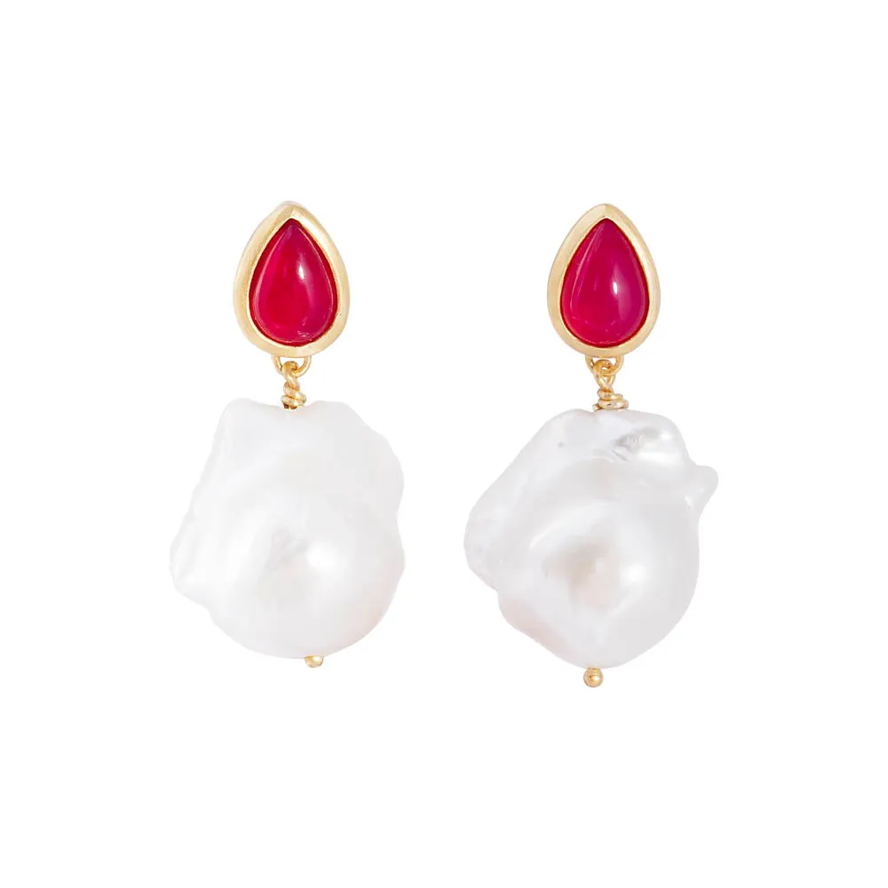 PINK AGATE BAROQUE DROPS