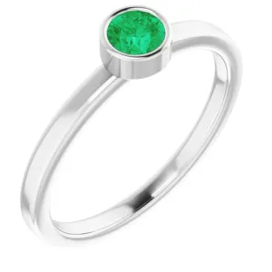 Platinum 4 mm Natural Emerald Ring
