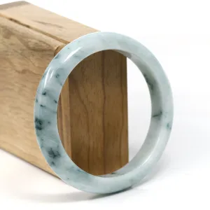 "Classic Bangle" Blue-Green Genuine Burmese Jadeite Jade Bangle Bracelet (59.20 mm) #T232