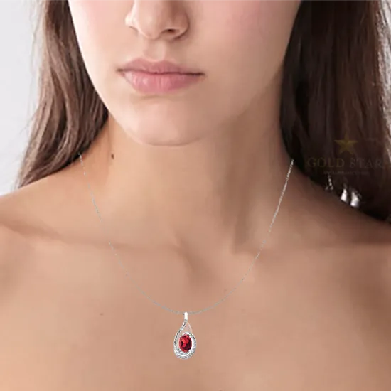 "GEMMA" GARNET & DIAMOND PENDANT