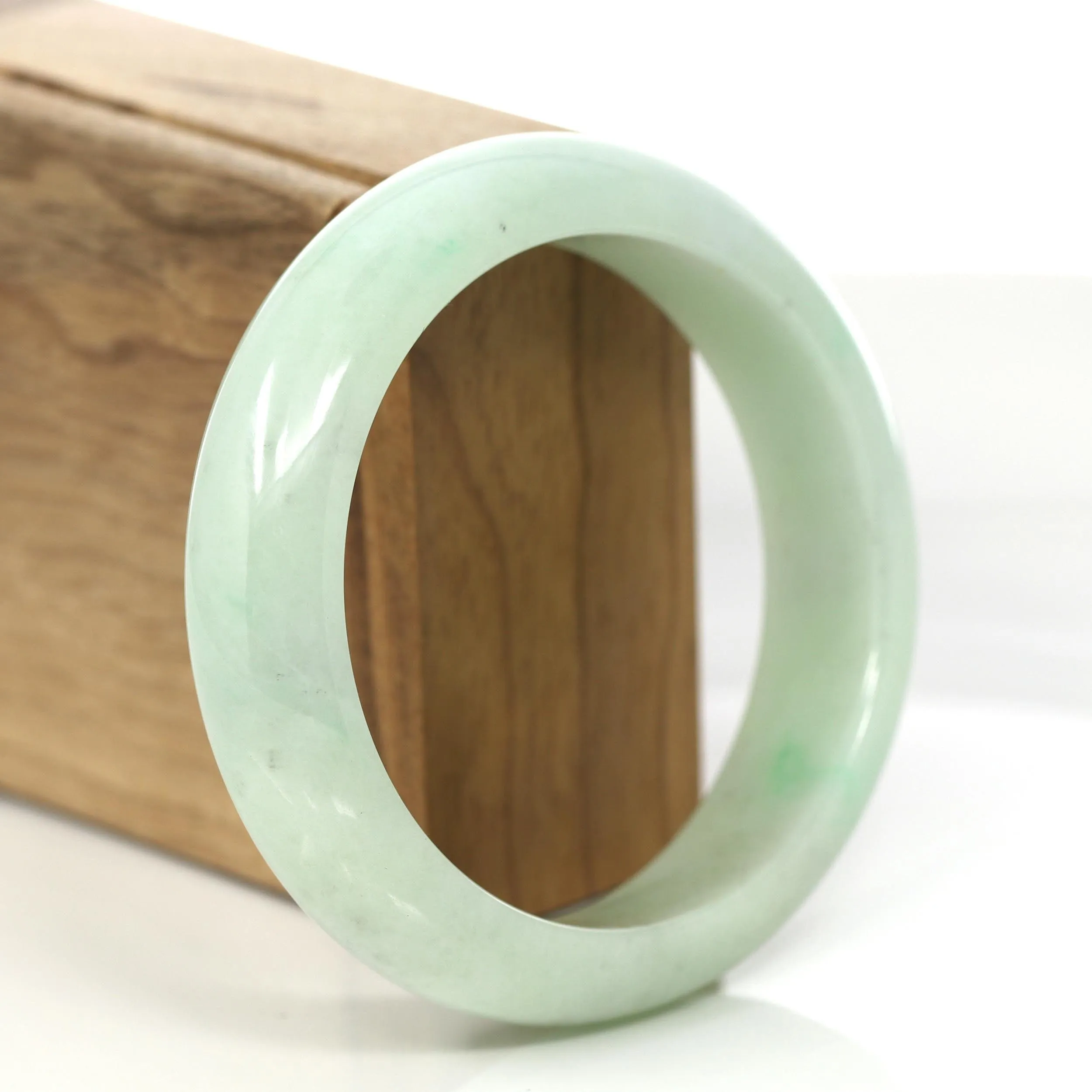 "Princess Half Round" Yellow- Green Jadeite Jade Bangle (58.77 mm) #689
