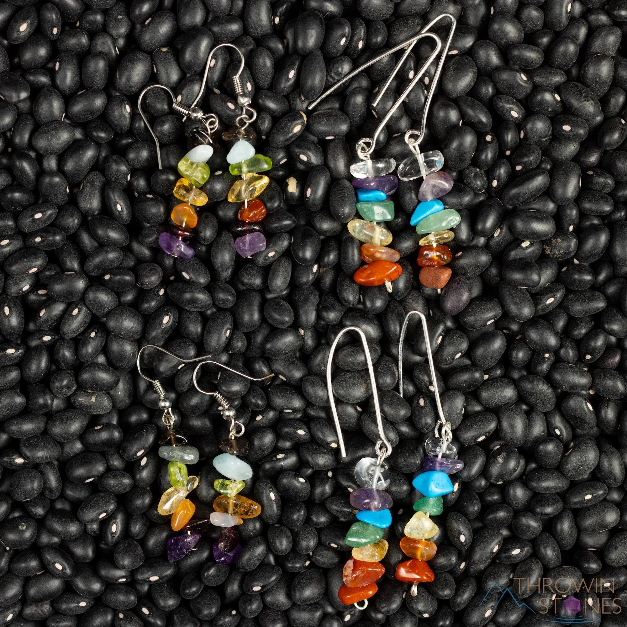 Rainbow CHAKRA Crystal Earrings - Dangle Drop Earrings, Gemstone Handmade Jewelry, Gift for Her, E1383