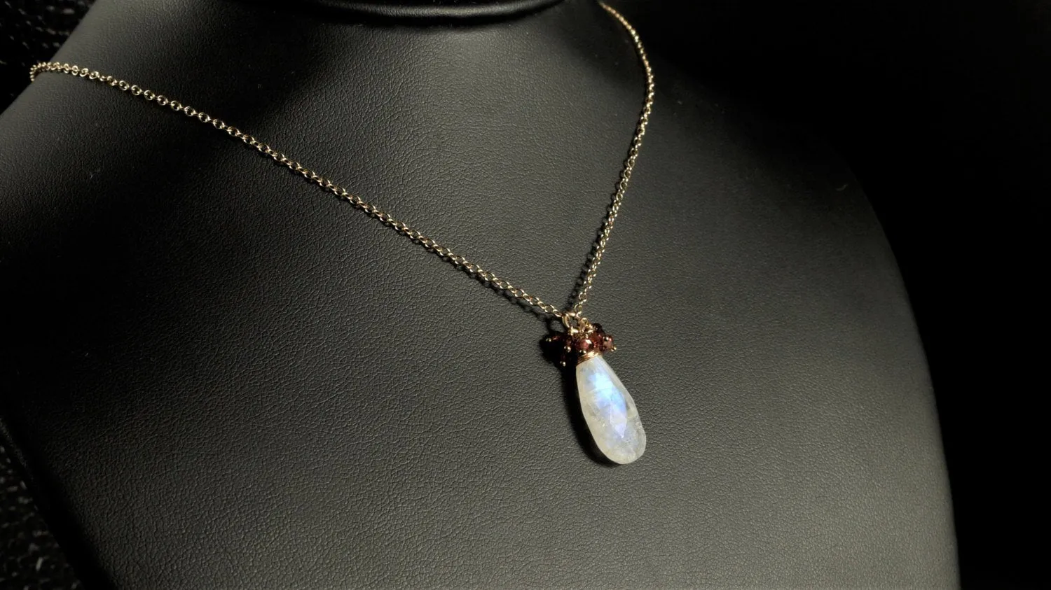 Rainbow Moonstone and Garnet Cluster Necklace - Worn by Candice Accola King