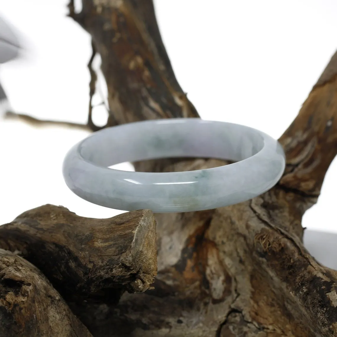 RealJade® Classic Bangle Genuine Burmese Jadeite Jade Lavender Bangle Bracelet ( 60.2 mm )#317