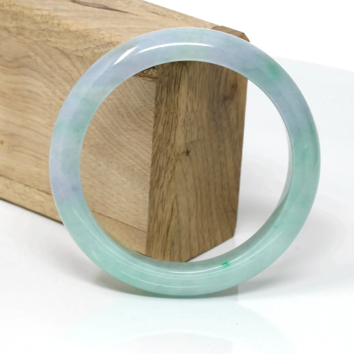 RealJade® Classic Bangle Genuine Burmese Lavender-Green Jadeite Jade Bangle Bracelet ( 61.8 mm ) #108