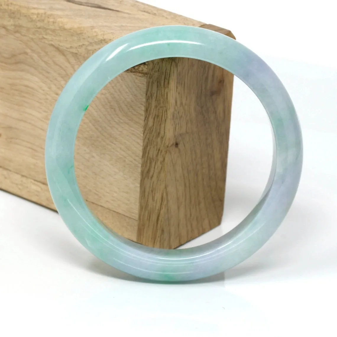 RealJade® Classic Bangle Genuine Burmese Lavender-Green Jadeite Jade Bangle Bracelet ( 61.8 mm ) #108