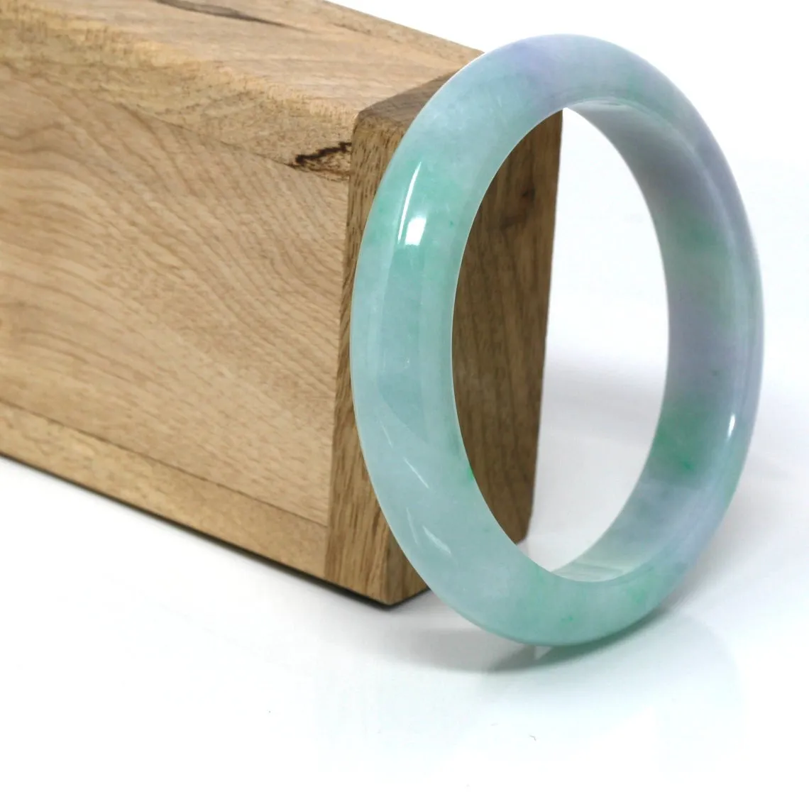 RealJade® Classic Bangle Genuine Burmese Lavender-Green Jadeite Jade Bangle Bracelet ( 61.8 mm ) #108