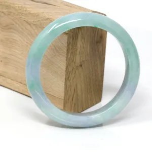 RealJade® Classic Bangle Genuine Burmese Lavender-Green Jadeite Jade Bangle Bracelet ( 61.8 mm ) #108
