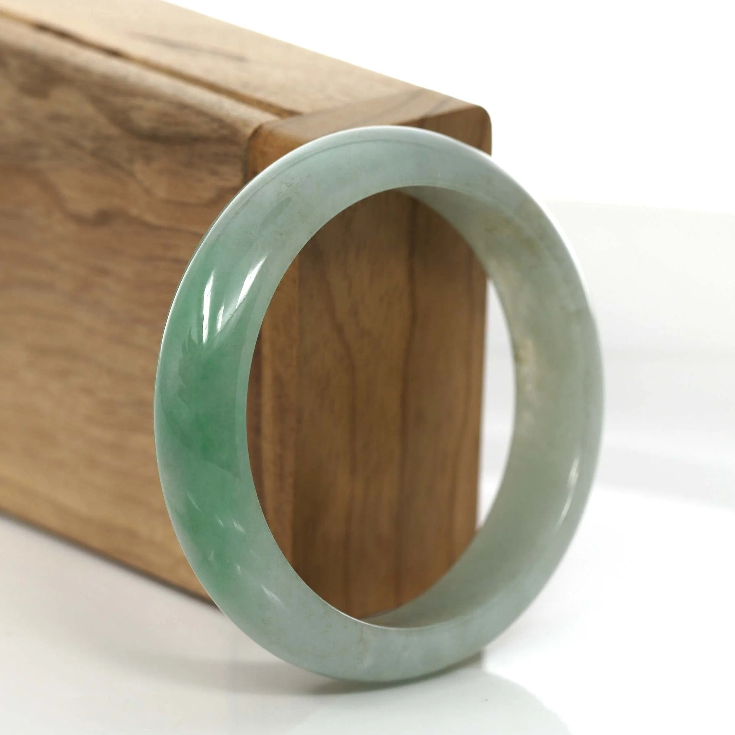 RealJade® Co. Classic Forest Green Natural Burmese Jadeite Jade Bangle (55.56 mm) #754