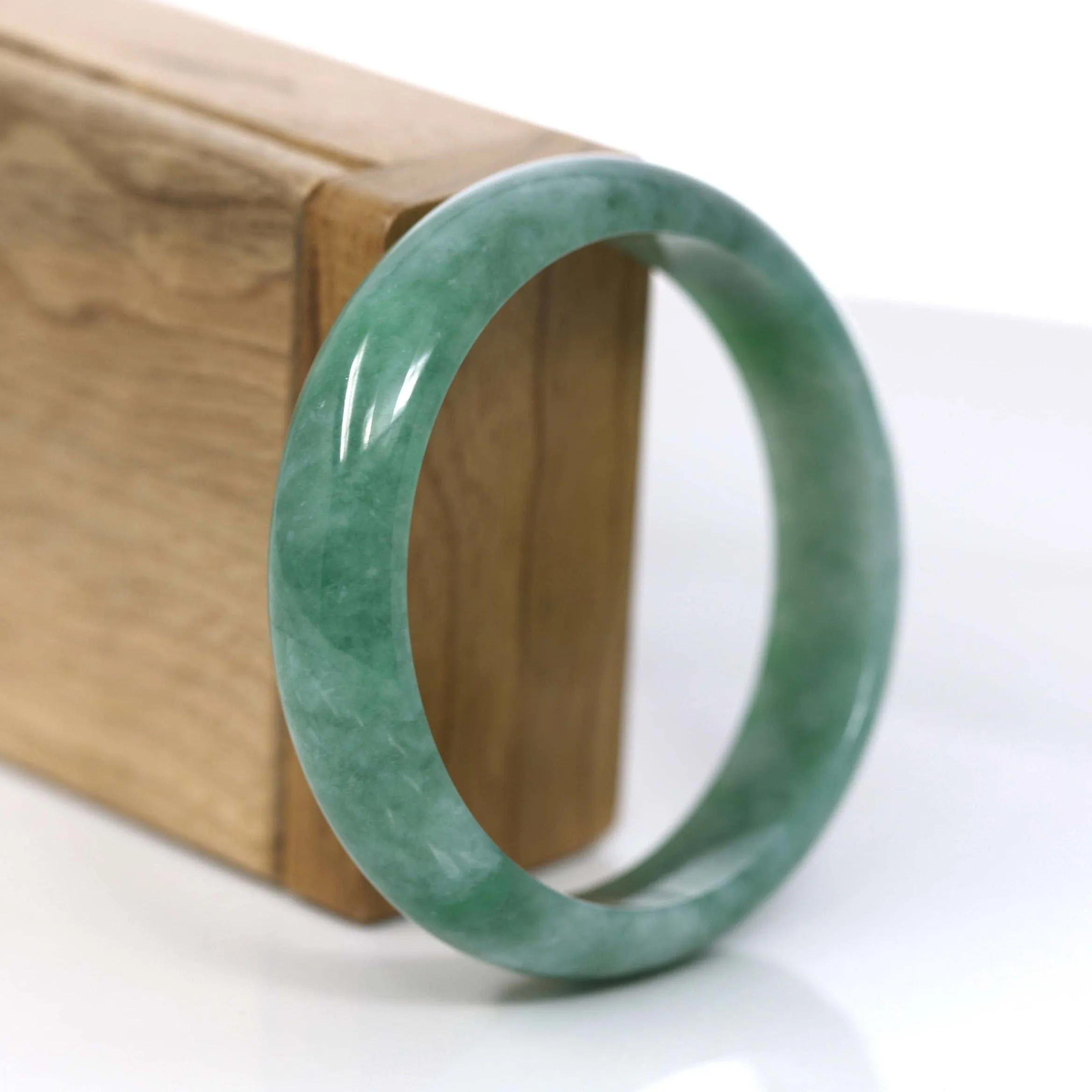 RealJade® Co. Forest Green Classic Real Jadeite Jade Bangle Bracelet (57.69mm) #922