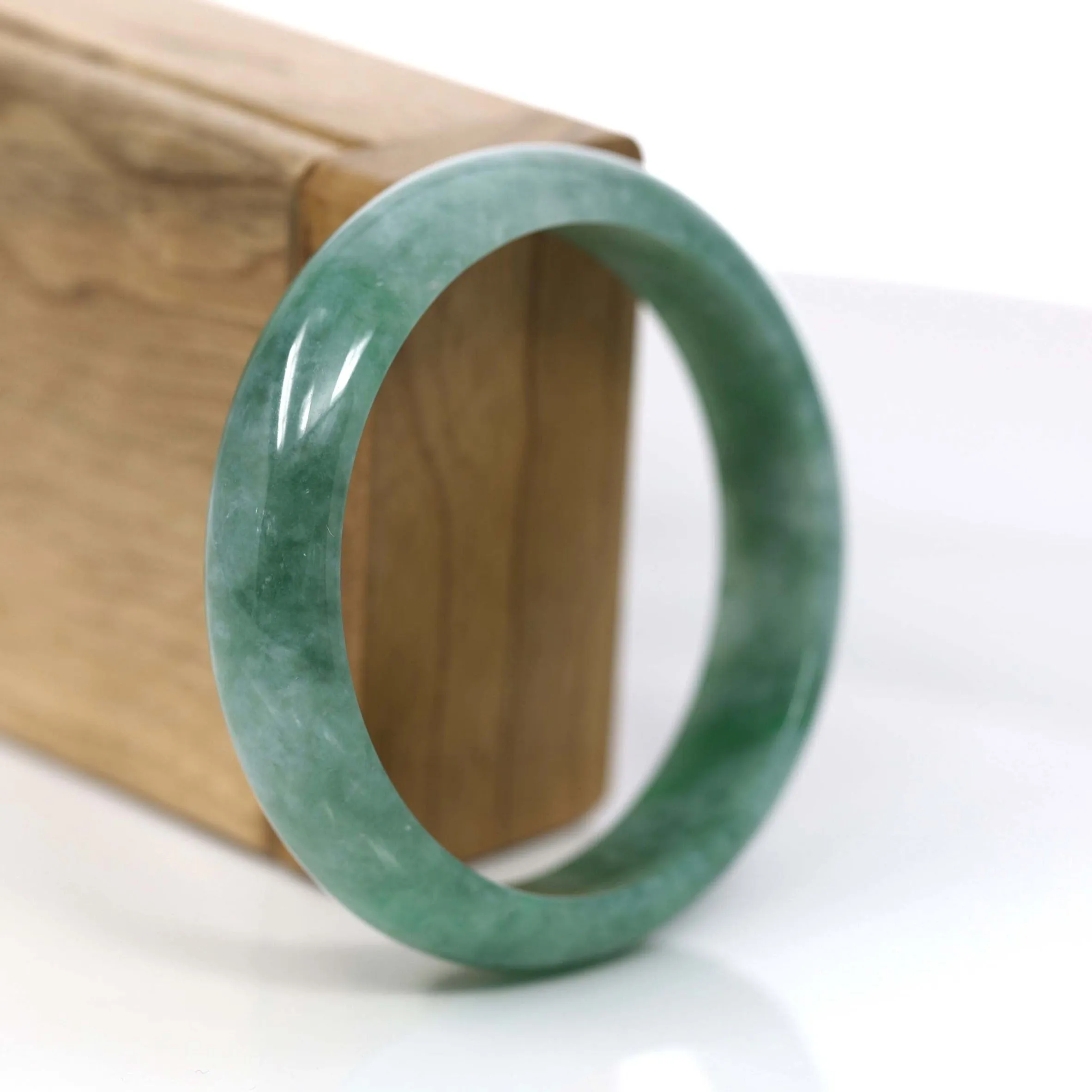 RealJade® Co. Forest Green Classic Real Jadeite Jade Bangle Bracelet (57.69mm) #922