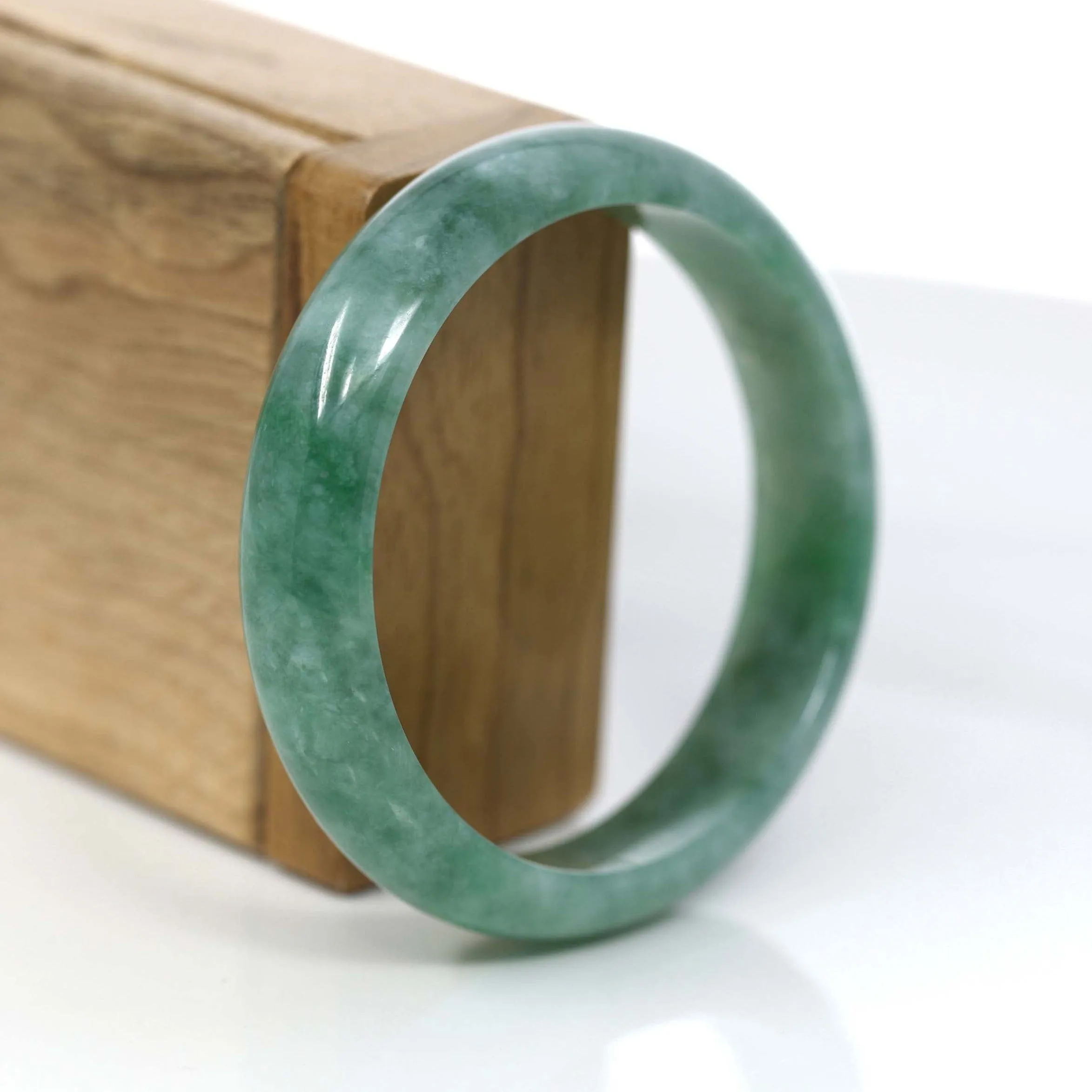 RealJade® Co. Forest Green Classic Real Jadeite Jade Bangle Bracelet (57.69mm) #922