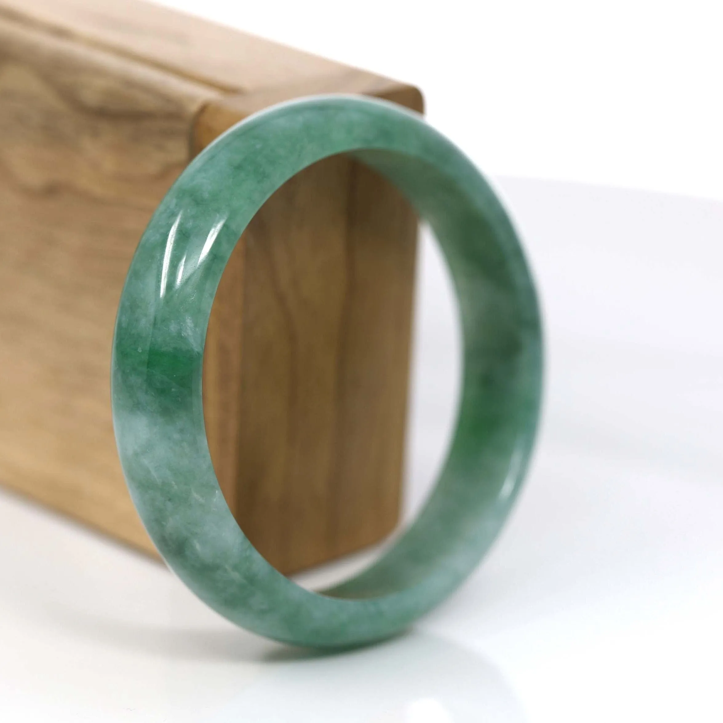 RealJade® Co. Forest Green Classic Real Jadeite Jade Bangle Bracelet (57.69mm) #922