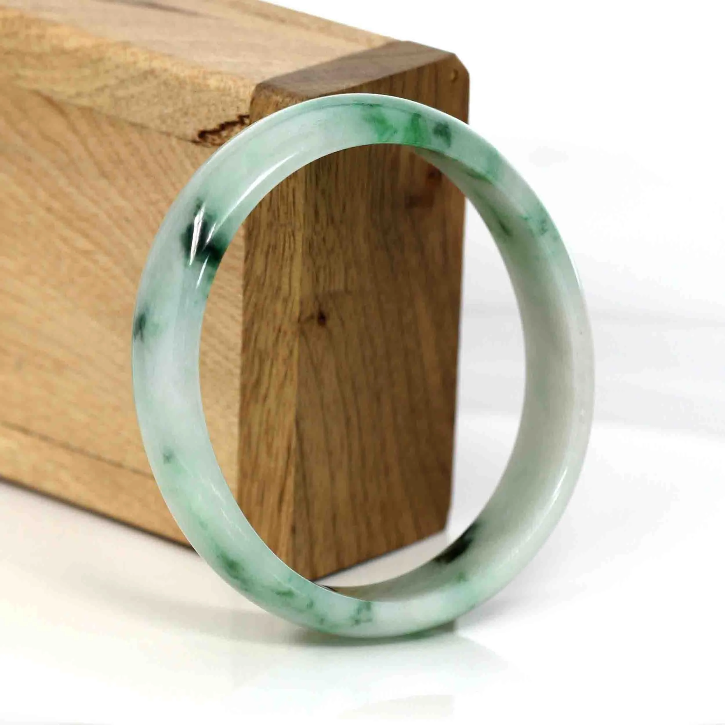 RealJade® Co. Genuine Burmese Green Jadeite Jade Oval Bangle (59.26 mm) #342
