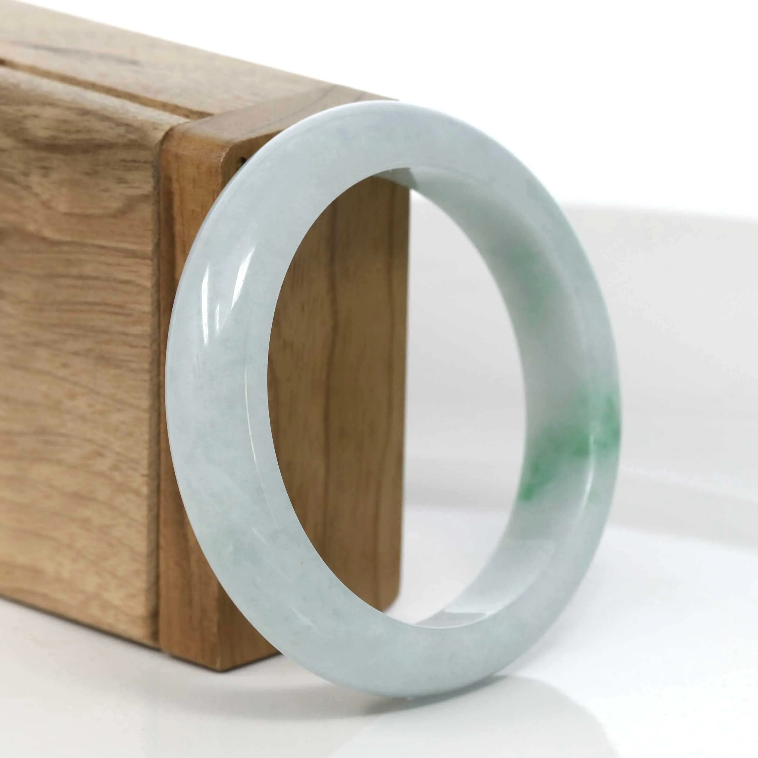 RealJade® Co. "Classic Bangle" Genuine Burmese Green Jadeite Jade Bangle Bracelet (55.18mm) #988