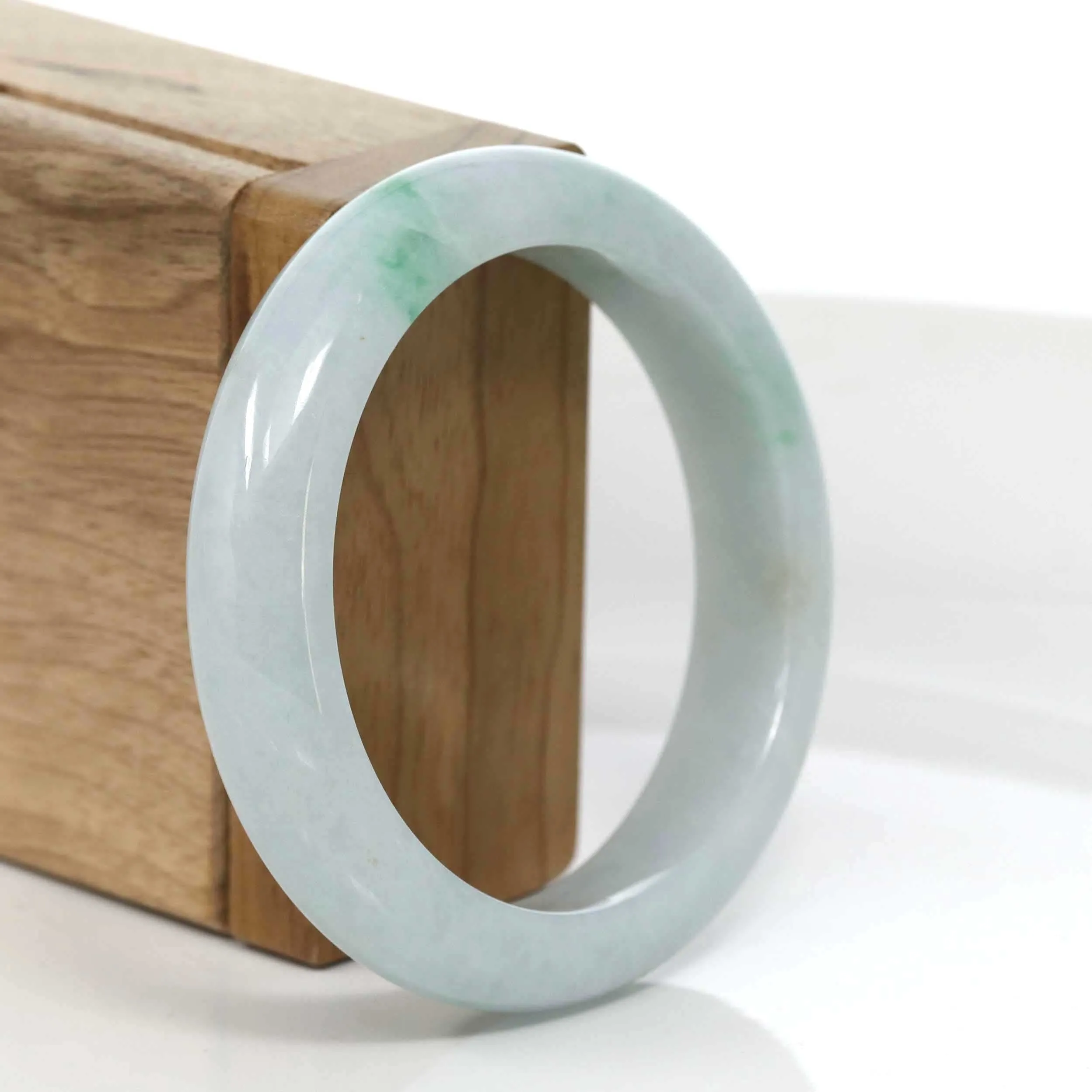 RealJade® Co. "Classic Bangle" Genuine Burmese Green Jadeite Jade Bangle Bracelet (55.18mm) #988