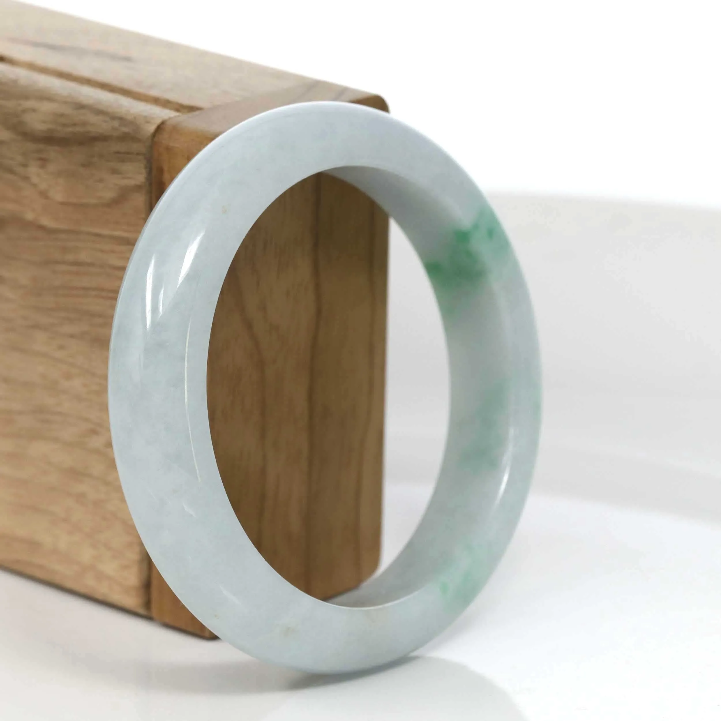 RealJade® Co. "Classic Bangle" Genuine Burmese Green Jadeite Jade Bangle Bracelet (55.18mm) #988