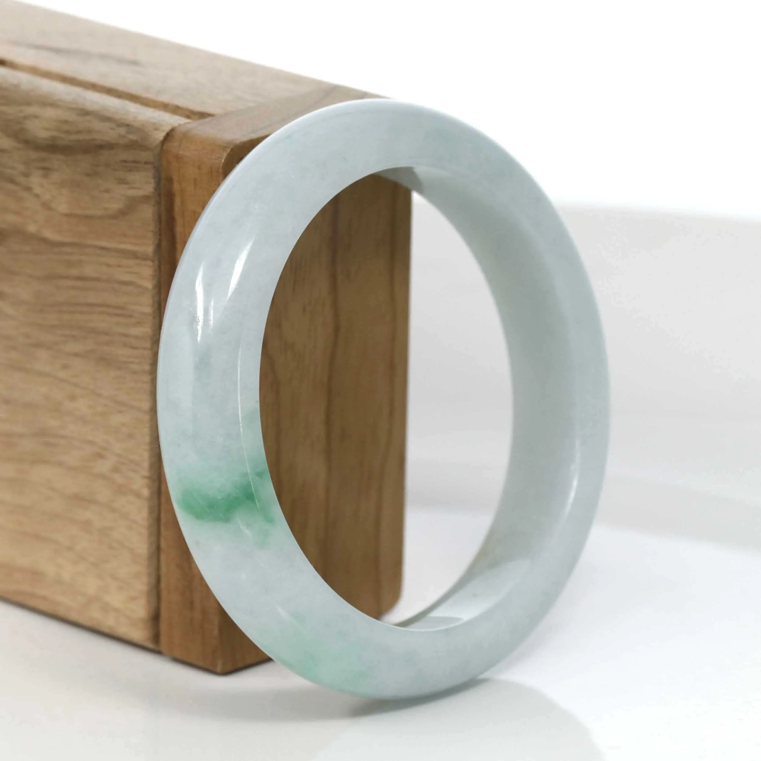 RealJade® Co. "Classic Bangle" Genuine Burmese Green Jadeite Jade Bangle Bracelet (55.18mm) #988
